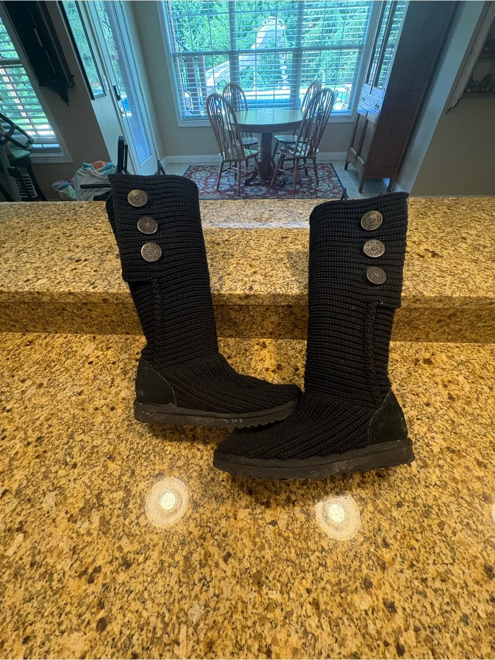 UGG black Classic Cardi sweater boots shearling footbed 7